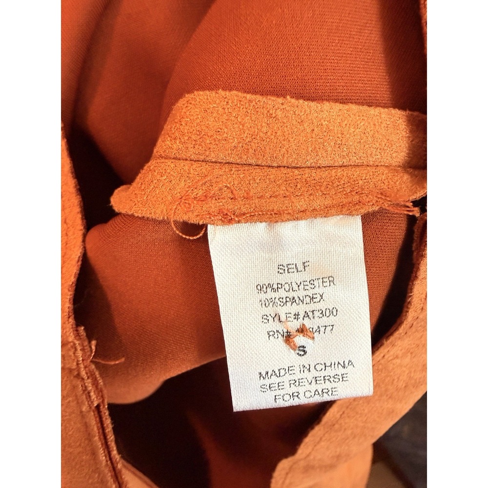 Melrose With Love Orange Rust Faux Suede Studded Fringe Jacket Western Festival - Picture 5 of 5